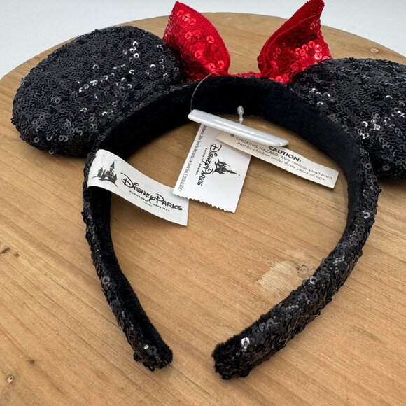 Disney Parks Minnie Mouse Classic Red Bow Black Ears Sequin Headband NEW With Ta - Picture 4 of 5